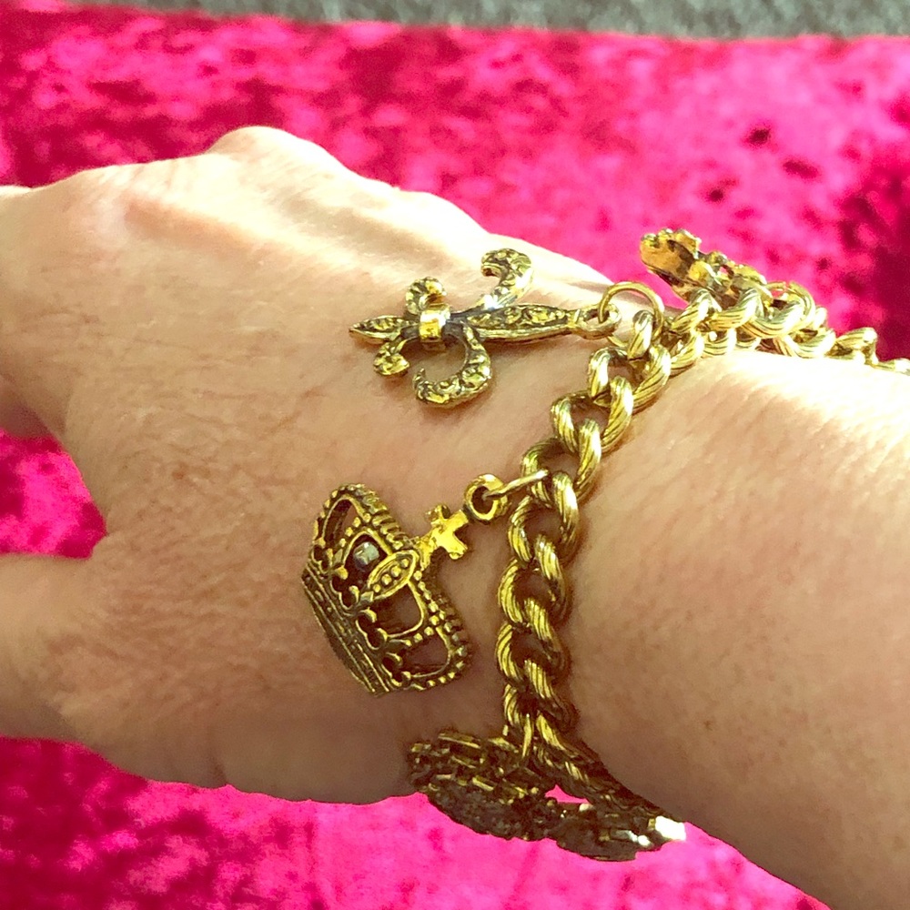 Vintage, heavyweight, charm bracelet